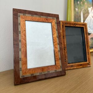 Vintage Set of Wooden Marquetry Inlay Picture Frames (2)
